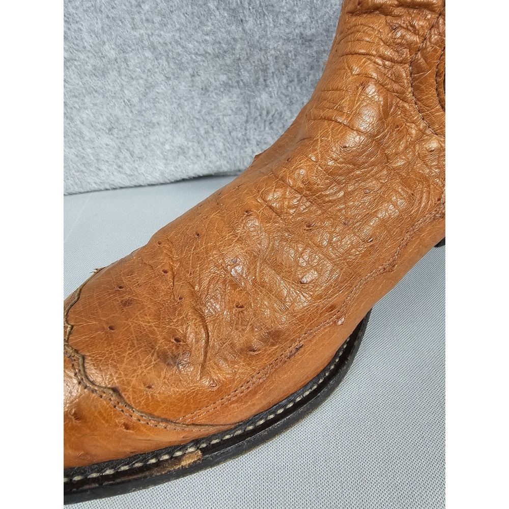 Tony Lama CZ906 Smooth  Ostrich Quill Cowboy Boots Mens 10 D Peanut Brittle - Picture 16 of 16